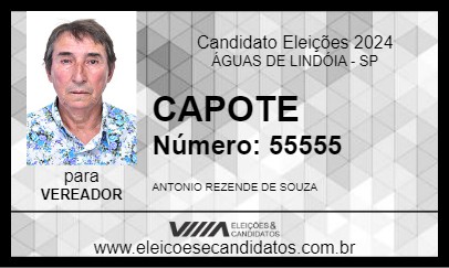 Candidato CAPOTE 2024 - ÁGUAS DE LINDÓIA - Eleições