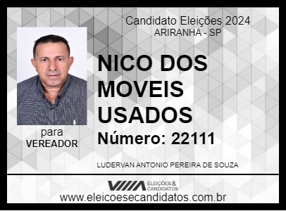 Candidato NICO DOS MOVEIS USADOS 2024 - ARIRANHA - Eleições