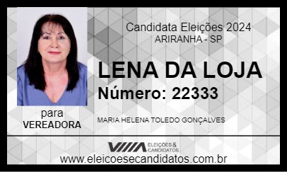 Candidato LENA DA LOJA 2024 - ARIRANHA - Eleições