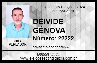 Candidato DEIVIDE GÊNOVA 2024 - ARIRANHA - Eleições