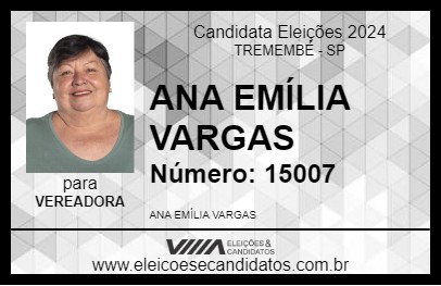 Candidato ANA EMÍLIA VARGAS 2024 - TREMEMBÉ - Eleições