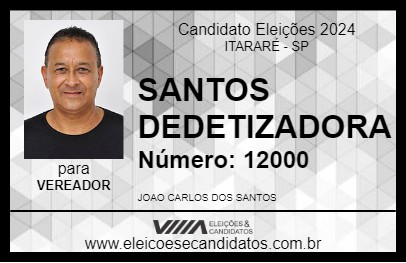 Candidato SANTOS DEDETIZADORA 2024 - ITARARÉ - Eleições