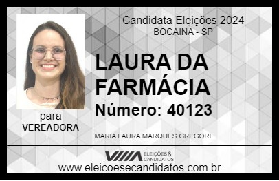 Candidato LAURA DA FARMÁCIA 2024 - BOCAINA - Eleições