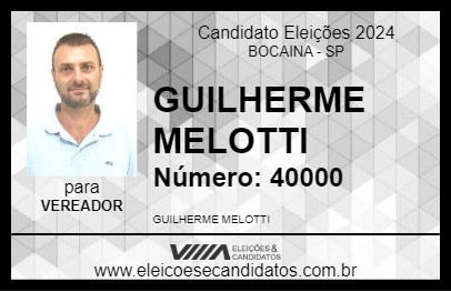 Candidato GUILHERME MELOTTI 2024 - BOCAINA - Eleições