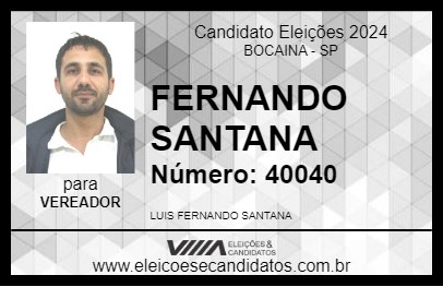 Candidato FERNANDO SANTANA 2024 - BOCAINA - Eleições