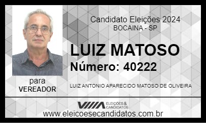 Candidato LUIZ MATOSO 2024 - BOCAINA - Eleições