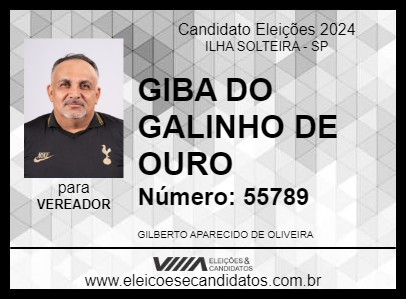 Candidato GIBA DO GALINHO DE OURO 2024 - ILHA SOLTEIRA - Eleições