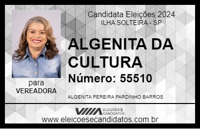 Candidato ALGENITA DA CULTURA 2024 - ILHA SOLTEIRA - Eleições