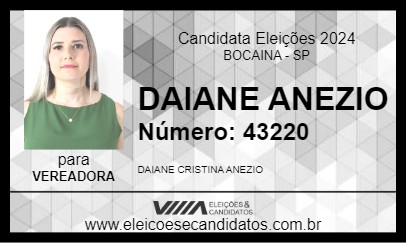 Candidato DAIANE ANEZIO 2024 - BOCAINA - Eleições