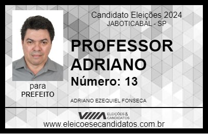 Candidato PROFESSOR ADRIANO 2024 - JABOTICABAL - Eleições