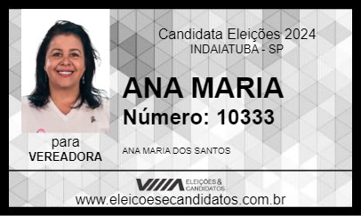 Candidato ANA MARIA 2024 - INDAIATUBA - Eleições