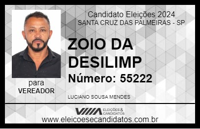 Candidato ZOIO DA DESILIMP 2024 - SANTA CRUZ DAS PALMEIRAS - Eleições