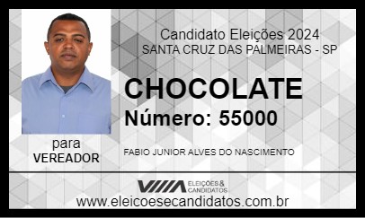 Candidato CHOCOLATE 2024 - SANTA CRUZ DAS PALMEIRAS - Eleições