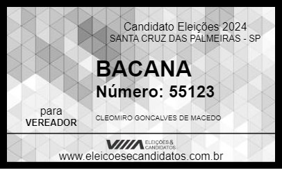 Candidato BACANA 2024 - SANTA CRUZ DAS PALMEIRAS - Eleições