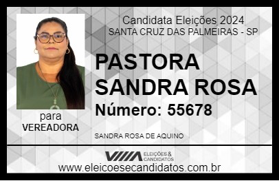 Candidato PASTORA SANDRA ROSA 2024 - SANTA CRUZ DAS PALMEIRAS - Eleições