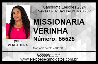 Candidato MISSIONARIA VERINHA 2024 - SANTA CRUZ DAS PALMEIRAS - Eleições