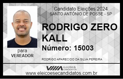 Candidato RODRIGO ZERO KALL 2024 - SANTO ANTÔNIO DE POSSE - Eleições