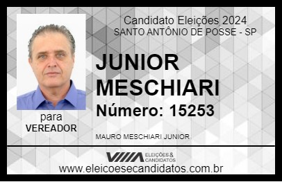 Candidato JUNIOR MESCHIARI 2024 - SANTO ANTÔNIO DE POSSE - Eleições