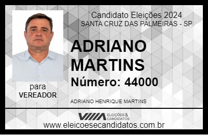 Candidato ADRIANO MARTINS 2024 - SANTA CRUZ DAS PALMEIRAS - Eleições