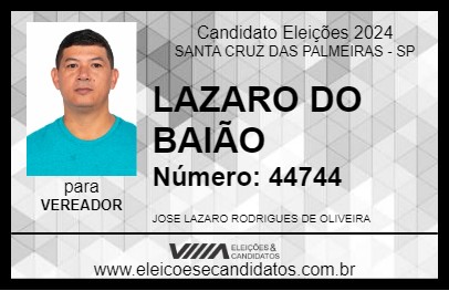 Candidato LAZARO DO BAIÃO 2024 - SANTA CRUZ DAS PALMEIRAS - Eleições