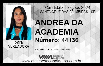 Candidato ANDREA DA ACADEMIA 2024 - SANTA CRUZ DAS PALMEIRAS - Eleições