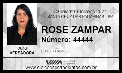 Candidato ROSE ZAMPAR 2024 - SANTA CRUZ DAS PALMEIRAS - Eleições