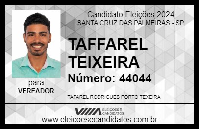 Candidato TAFFAREL TEIXEIRA 2024 - SANTA CRUZ DAS PALMEIRAS - Eleições