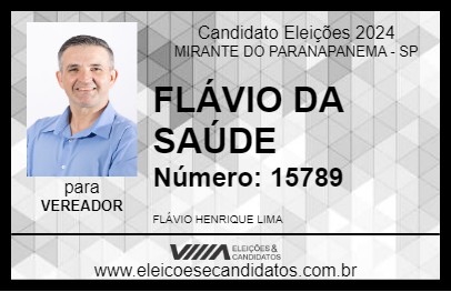 Candidato FLÁVIO DA SAÚDE 2024 - MIRANTE DO PARANAPANEMA - Eleições