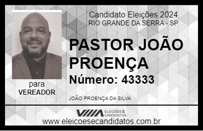 Candidato PASTOR JOÃO PROENÇA 2024 - RIO GRANDE DA SERRA - Eleições