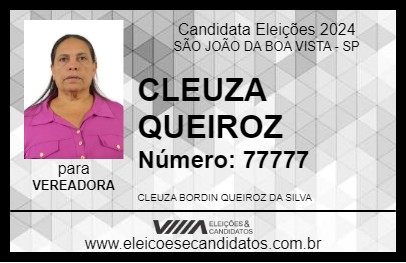 Candidato CLEUZA QUEIROZ 2024 - SÃO JOÃO DA BOA VISTA - Eleições