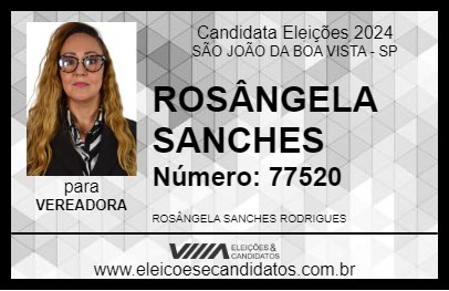 Candidato ROSÂNGELA SANCHES 2024 - SÃO JOÃO DA BOA VISTA - Eleições