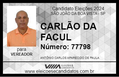 Candidato CARLÃO DA FACUL 2024 - SÃO JOÃO DA BOA VISTA - Eleições