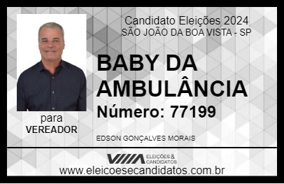 Candidato BABY DA AMBULÂNCIA 2024 - SÃO JOÃO DA BOA VISTA - Eleições