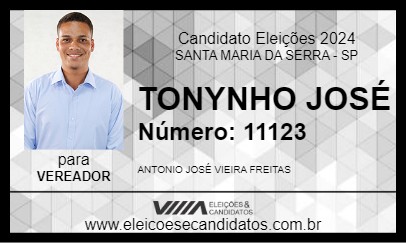 Candidato TONYNHO JOSÉ 2024 - SANTA MARIA DA SERRA - Eleições