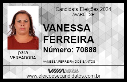 Candidato VANESSA FERREIRA 2024 - AVARÉ - Eleições