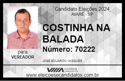 Candidato COSTINHA NA BALADA 2024 - AVARÉ - Eleições