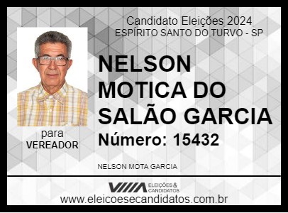 Candidato NELSON MOTICA DO SALÃO GARCIA 2024 - ESPÍRITO SANTO DO TURVO - Eleições