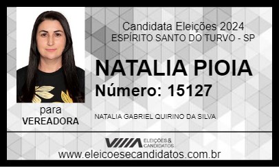 Candidato NATALIA PIOIA 2024 - ESPÍRITO SANTO DO TURVO - Eleições