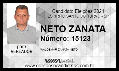 Candidato NETO ZANATA 2024 - ESPÍRITO SANTO DO TURVO - Eleições