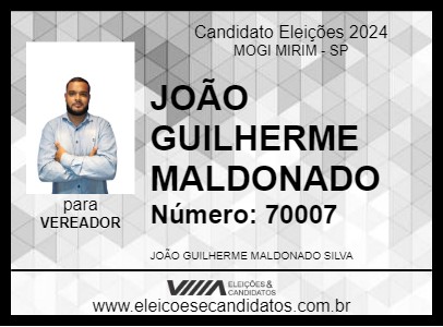 Candidato JOÃO GUILHERME MALDONADO 2024 - MOGI MIRIM - Eleições