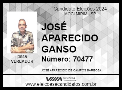 Candidato JOSÉ APARECIDO GANSO 2024 - MOGI MIRIM - Eleições