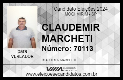 Candidato CLAUDEMIR MARCHETI 2024 - MOGI MIRIM - Eleições