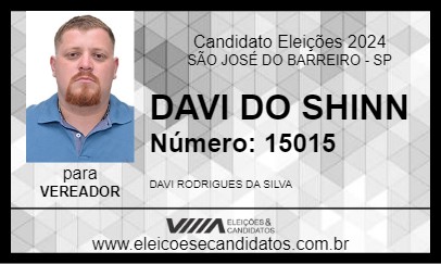 Candidato DAVI DO SHINN 2024 - SÃO JOSÉ DO BARREIRO - Eleições