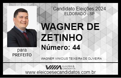 Candidato WAGNER DE ZETINHO 2024 - ELDORADO - Eleições