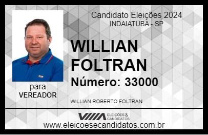 Candidato WILLIAN FOLTRAN 2024 - INDAIATUBA - Eleições