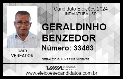 Candidato GERALDINHO BENZEDOR 2024 - INDAIATUBA - Eleições