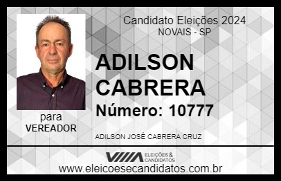 Candidato ADILSON CABRERA 2024 - NOVAIS - Eleições