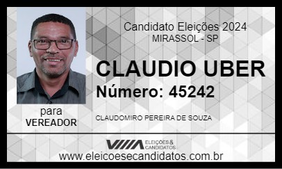 Candidato CLAUDIO UBER 2024 - MIRASSOL - Eleições