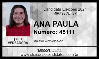 Candidato ANA PAULA 2024 - MIRASSOL - Eleições