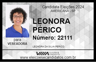 Candidato LEONORA PÉRICO 2024 - AMERICANA - Eleições